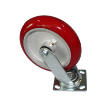 shuntong wholesale Industrial Caster 4" Heavy Duty  Aluminium Core Polyurethane Castor Red Trolley Wheel Industrial swivel & roller bearing heavy duty caster wheels